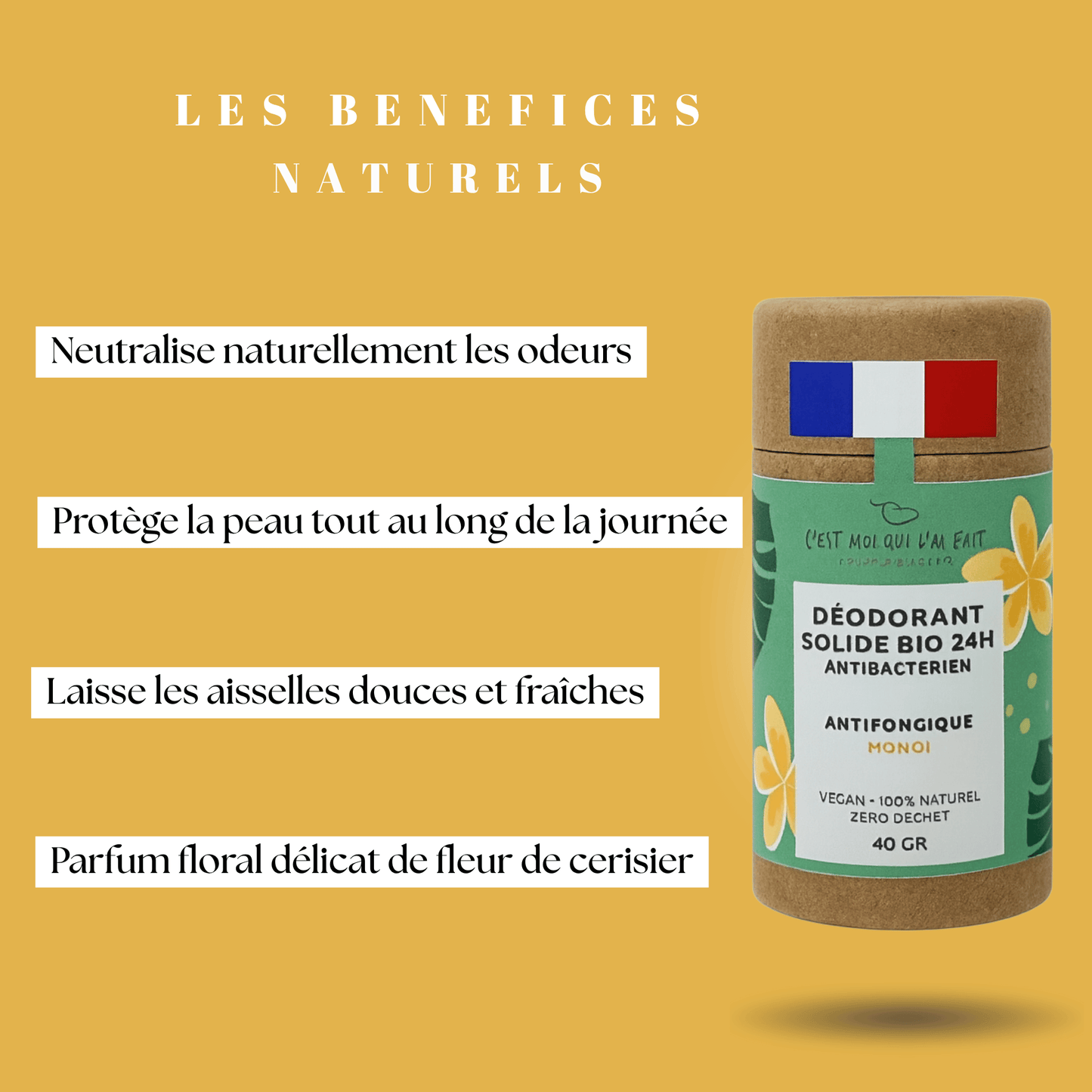 Déodorant stick bio 24h Monoï