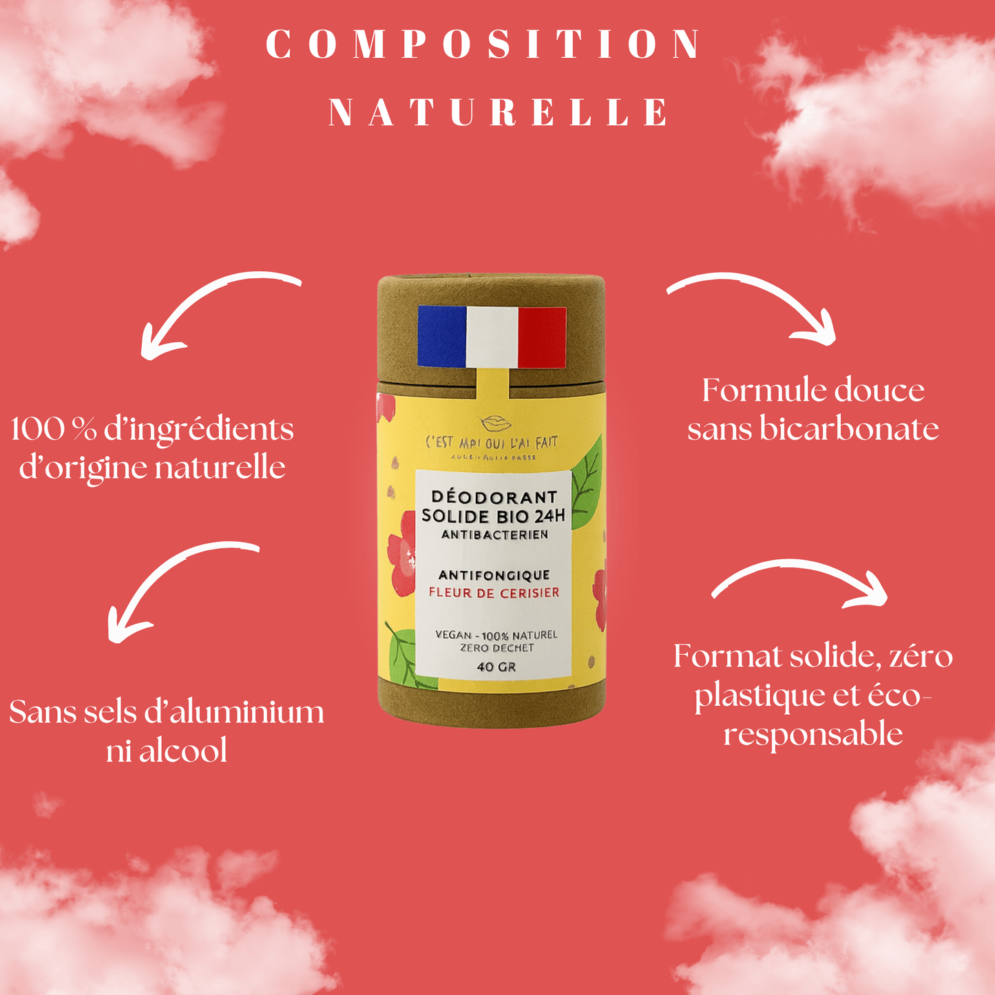 Déodorant stick bio 24h Fleur de cerisier