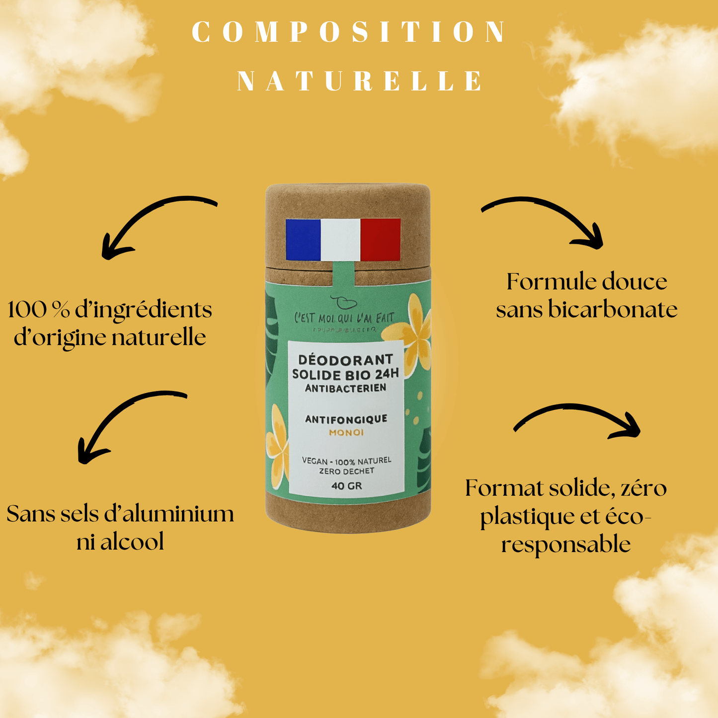 Déodorant stick bio 24h   Monoï